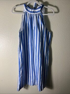 J. Crew Blue and White Vertical Stripe Halter Top mini dress size 6